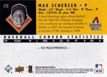 2008 Upper Deck Timeline #172 Max Scherzer Back