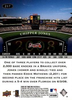 2008 Upper Deck Timeline #217 Chipper Jones Back