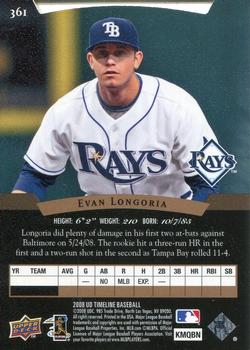 2008 Upper Deck Timeline #361 Evan Longoria Back