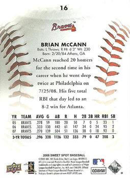 2008 Upper Deck Sweet Spot #16 Brian McCann Back