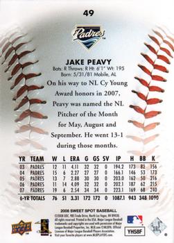 2008 Upper Deck Sweet Spot #49 Jake Peavy Back