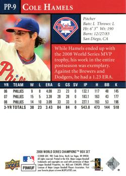 2008 Upper Deck World Series Philadelphia Phillies Box Set #PP-9 Cole Hamels Back