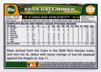 2008 Topps Updates & Highlights #UH97 Sean Gallagher Back