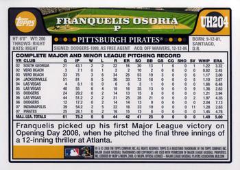 2008 Topps Updates & Highlights #UH204 Franquelis Osoria Back