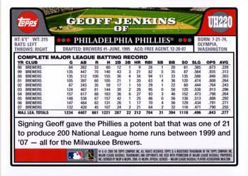 2008 Topps Updates & Highlights #UH220 Geoff Jenkins Back