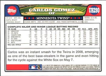 2008 Topps Updates & Highlights #UH290 Carlos Gomez Back