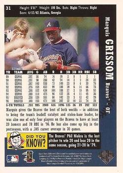 1997 Collector's Choice #31 Marquis Grissom Back