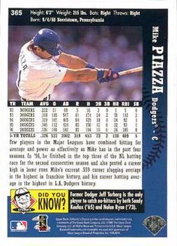 1997 Collector's Choice #365 Mike Piazza Back