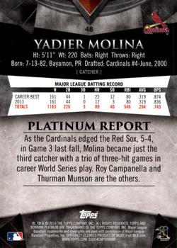 2014 Bowman Platinum #48 Yadier Molina Back