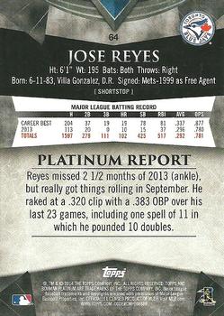 2014 Bowman Platinum #64 Jose Reyes Back