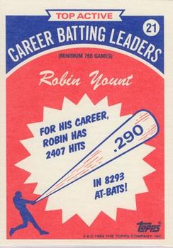 1989 Topps - Batting Leaders #21 Robin Yount Back