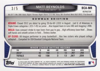 2013 Bowman Chrome - Prospects Autographs Red Refractor #BCA-MR Matt Reynolds Back
