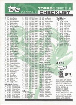 2004 Topps - Checklists (Series Two) #2 Checklist Green: 713-733 and Inserts Back