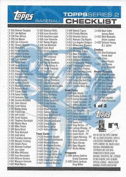 2004 Topps - Checklists (Series Two) #1 Checklist Blue: 368-705 Back