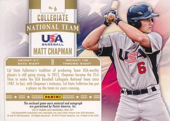 2013 Panini USA Baseball - Collegiate National Team Jersey Signatures #6 Matt Chapman Back
