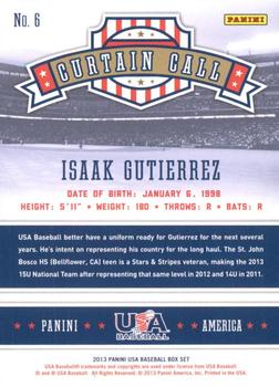 2013 Panini USA Baseball - Curtain Call #6 Isaak Gutierrez Back