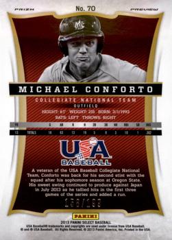 2013 Panini USA Baseball - Select Preview Blue Prizms #70 Michael Conforto Back