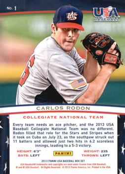 2013 Panini USA Baseball - In Action #1 Carlos Rodon Back