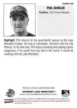 2011 Choice Vermont Lake Monsters #36 Phil Schelzo Back