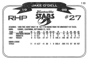 1998 Huntsville Stars #18 Jake O'Dell Back