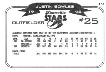 1998 Huntsville Stars #19 Justin Bowles Back