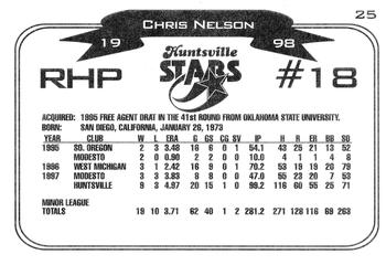 1998 Huntsville Stars #25 Chris Nelson Back