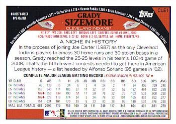 2009 Topps Cleveland Indians #CLE1 Grady Sizemore Back
