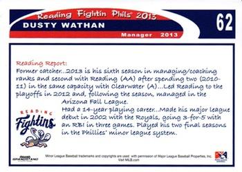 2013 Grandstand Reading Fightin Phils Update #NNO Dusty Wathan Back