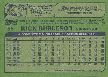 1982 Topps #55 Rick Burleson Back