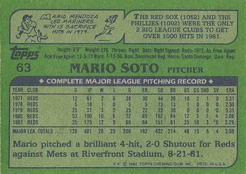 1982 Topps #63 Mario Soto Back