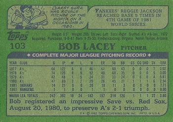 1982 Topps #103 Bob Lacey Back