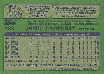 1982 Topps #122 Jamie Easterly Back