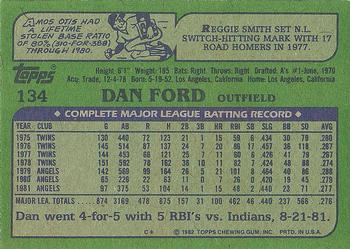 1982 Topps #134 Dan Ford Back