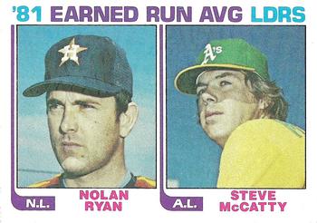 1982 Topps #167 '81 Earned Run Average Leaders (Nolan Ryan / Steve McCatty) Front