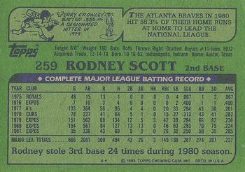 1982 Topps #259 Rodney Scott Back