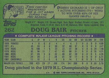 1982 Topps #262 Doug Bair Back
