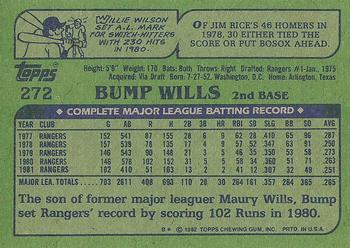 1982 Topps #272 Bump Wills Back