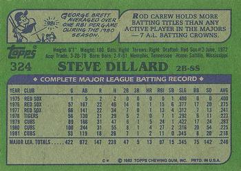1982 Topps #324 Steve Dillard Back