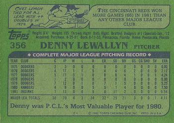 1982 Topps #356 Denny Lewallyn Back