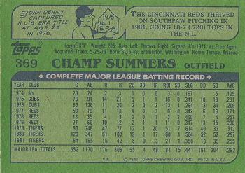 1982 Topps #369 Champ Summers Back