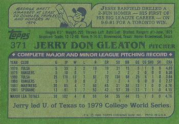 1982 Topps #371 Jerry Don Gleaton Back