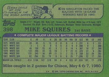 1982 Topps #398 Mike Squires Back
