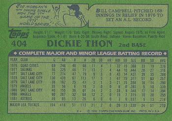 1982 Topps #404 Dickie Thon Back