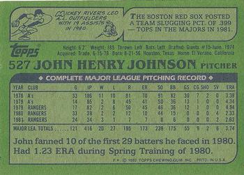 1982 Topps #527 John Henry Johnson Back