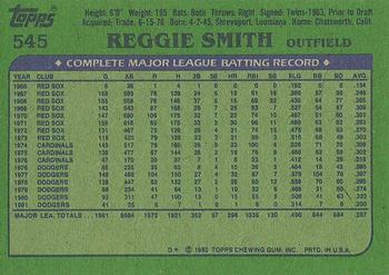 1982 Topps #545 Reggie Smith Back