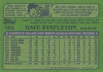 1982 Topps #589 Dave Stapleton Back