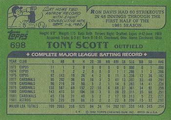 1982 Topps #698 Tony Scott Back