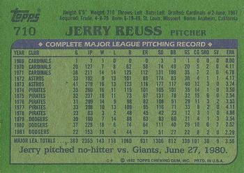 1982 Topps #710 Jerry Reuss Back