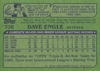 1982 Topps #738 Dave Engle Back