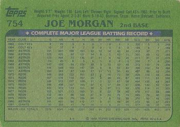 1982 Topps #754 Joe Morgan Back